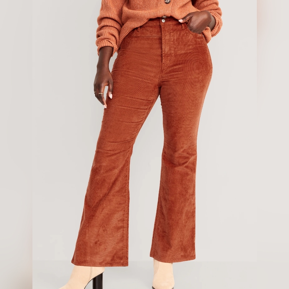 NWT. Old Navy orange corduroy pants, 14 Tall.